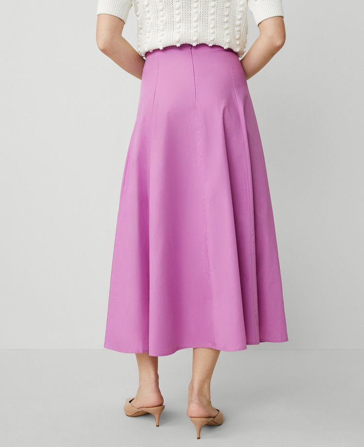 Poplin Gored Midi Skirt