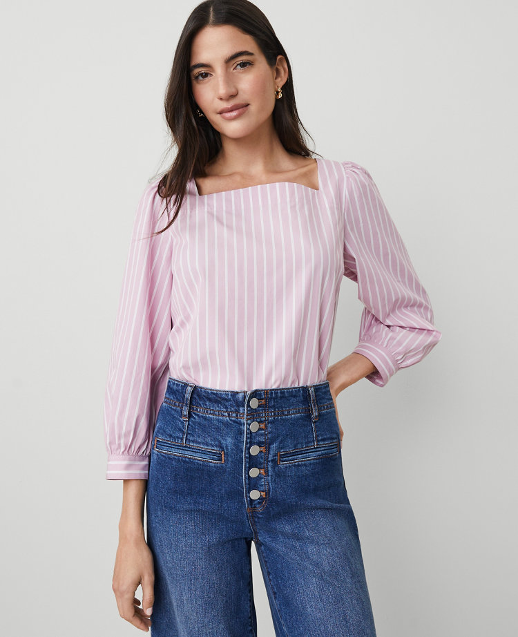 Striped Puff Sleeve Blouse