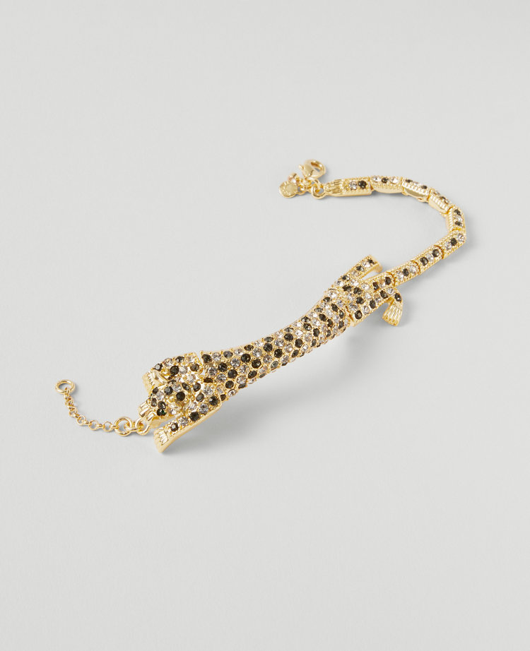 Ann Taylor Crystal Leopard Bracelet Goldtone Women's