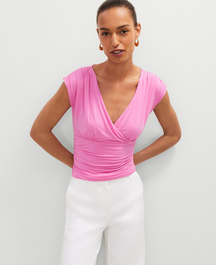 Gathered V-Neck Top