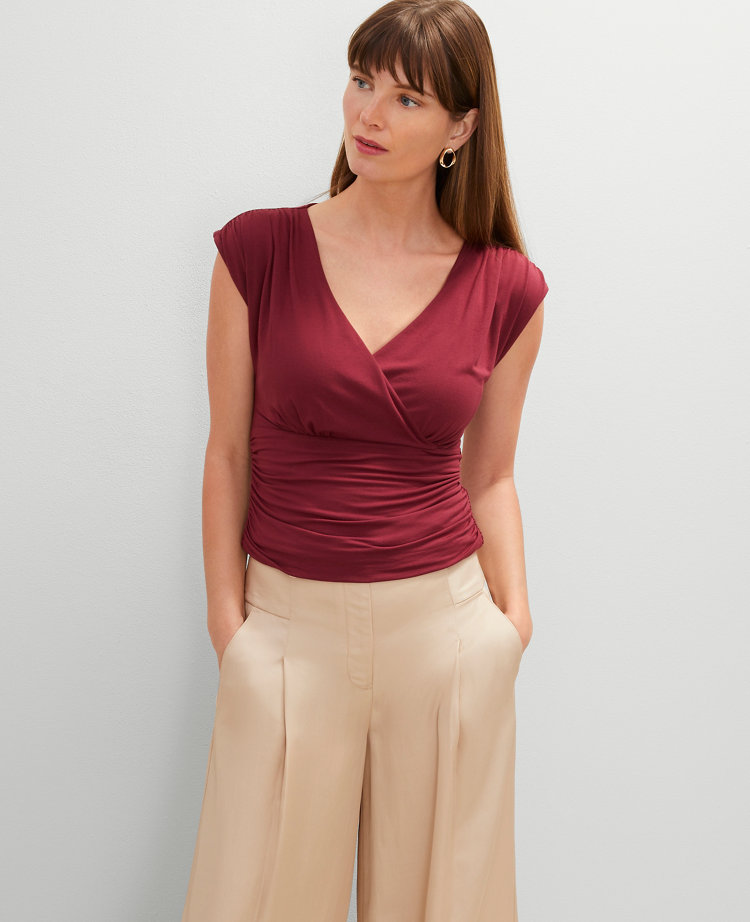 Gathered V-Neck Top