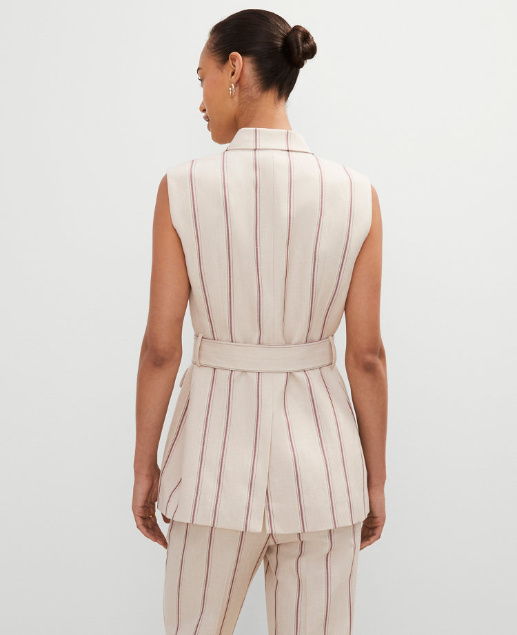 Belted Linen-Blend Vest