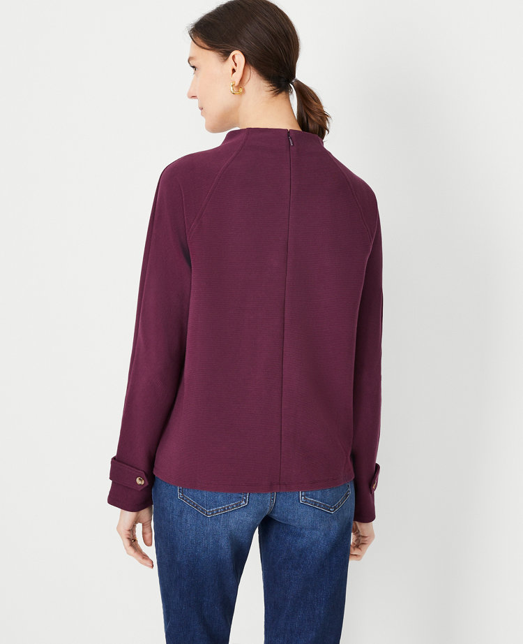 Textured button cuff sweater sale