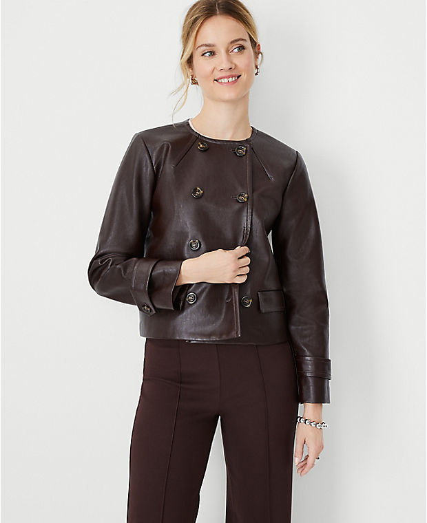Pebbled Faux Leather Cocoon Jacket