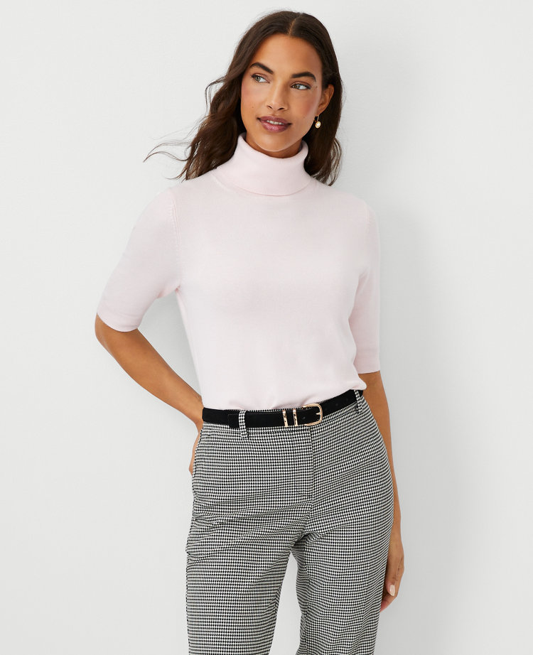 Turtleneck Elbow Sleeve Sweater Tee