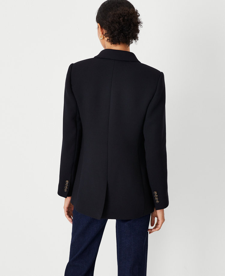 The Relaxed Double Breasted Long Blazer in Twill