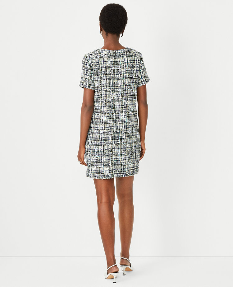 Shimmer Tweed Pocket Shift Dress