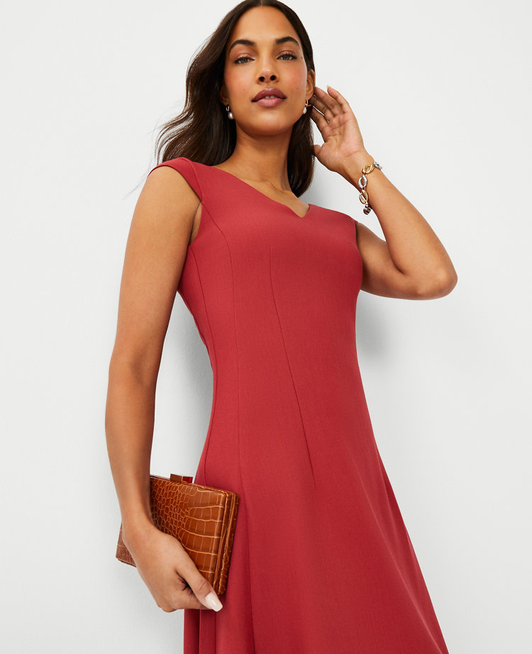 Paneled V-Neck Flare Dress