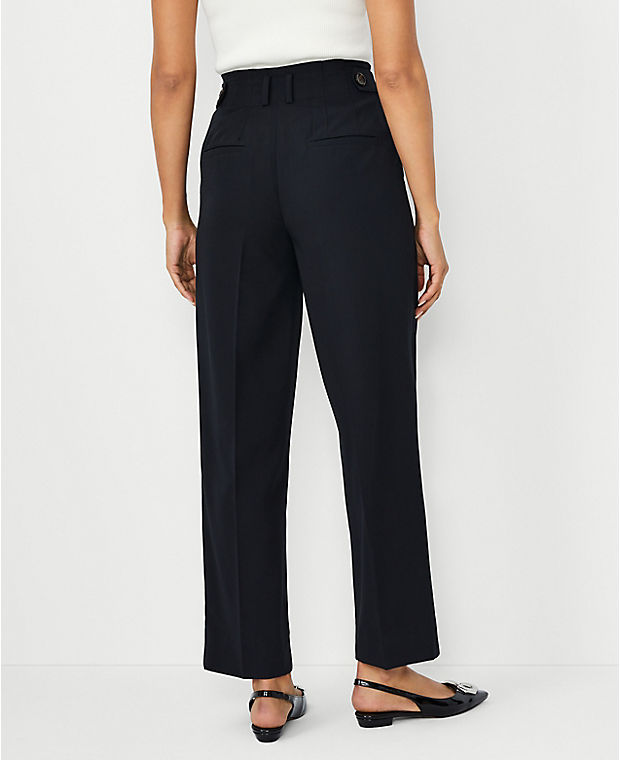 The Tab Waist Paperbag Straight Ankle Pant