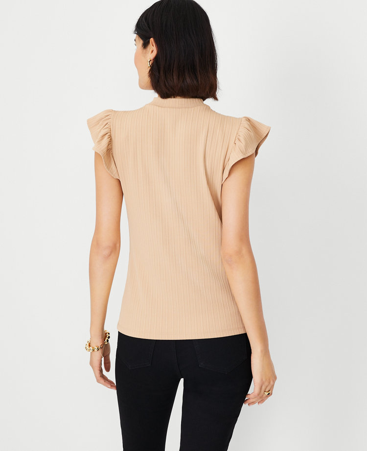 Ruffle store mock neck