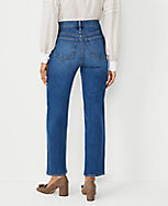 Petite Curvy High Rise Straight Jeans in Vintage Dark Indigo Wash carousel Product Image 2