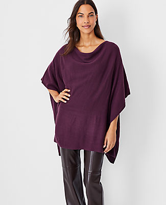 Ann Taylor Cowl Neck Poncho In Plum Rose