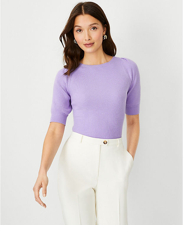 Ribbed Puff Sleeve Sweater