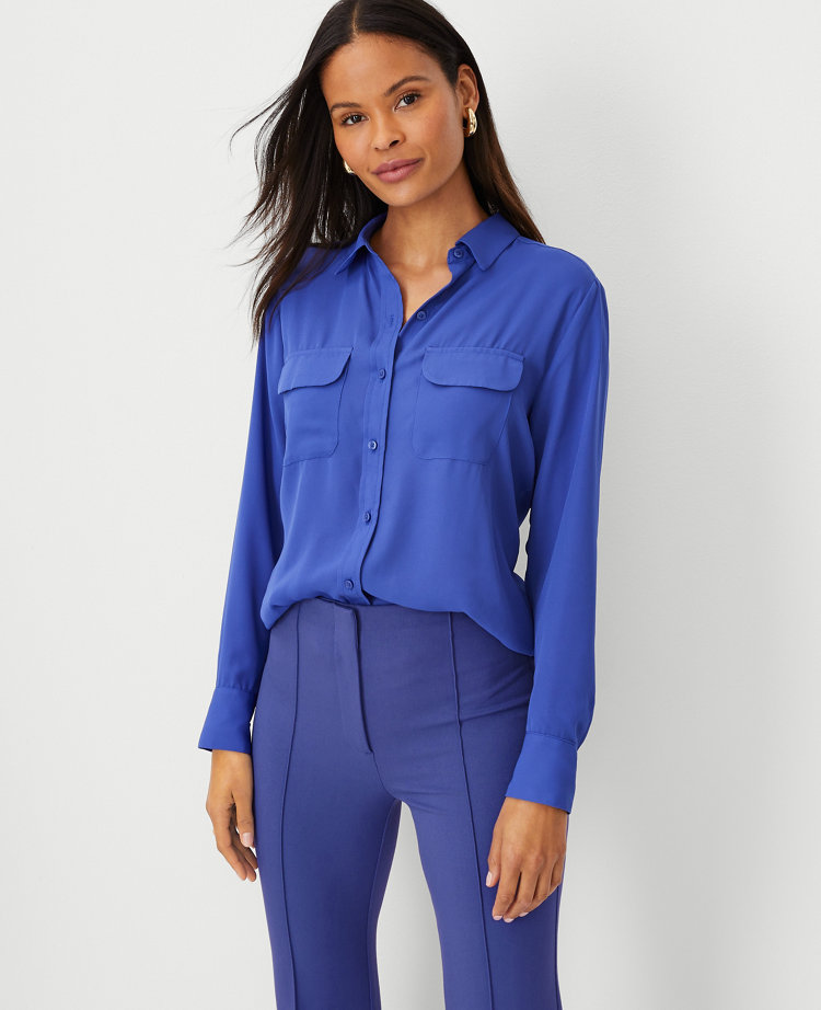 womens long sleeve royal blue shirt