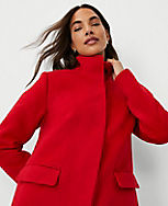 Wool Blend Tailored Funnel Neck Coat carousel Product Image 3