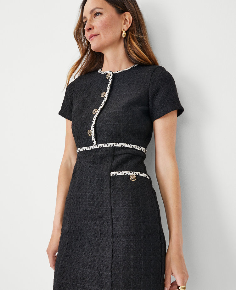 Holiday Classic Black Tweed Dress