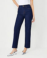 Curvy High Rise Straight Jeans in Classic Rinse Wash carousel Product Image 1