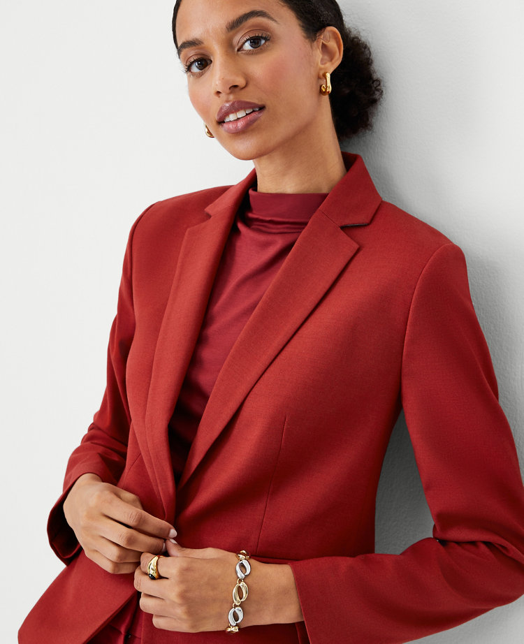 Red one-button Blazer