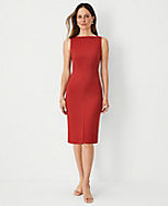 The Front Slit Boatneck Sheath Dress in Lightweight Weave carousel Product Image 1