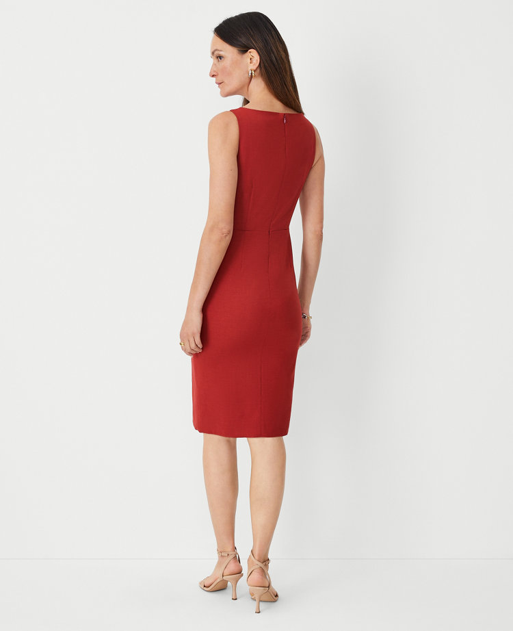 The Front Slit Boatneck Sheath Dress in Lightweight Weave