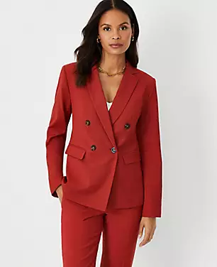 The Tailored Double Breasted Blazer in Lightweight Weave carousel Product Image 1