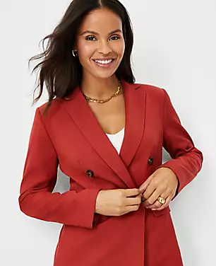 The Tailored Double Breasted Blazer in Lightweight Weave carousel Product Image 3