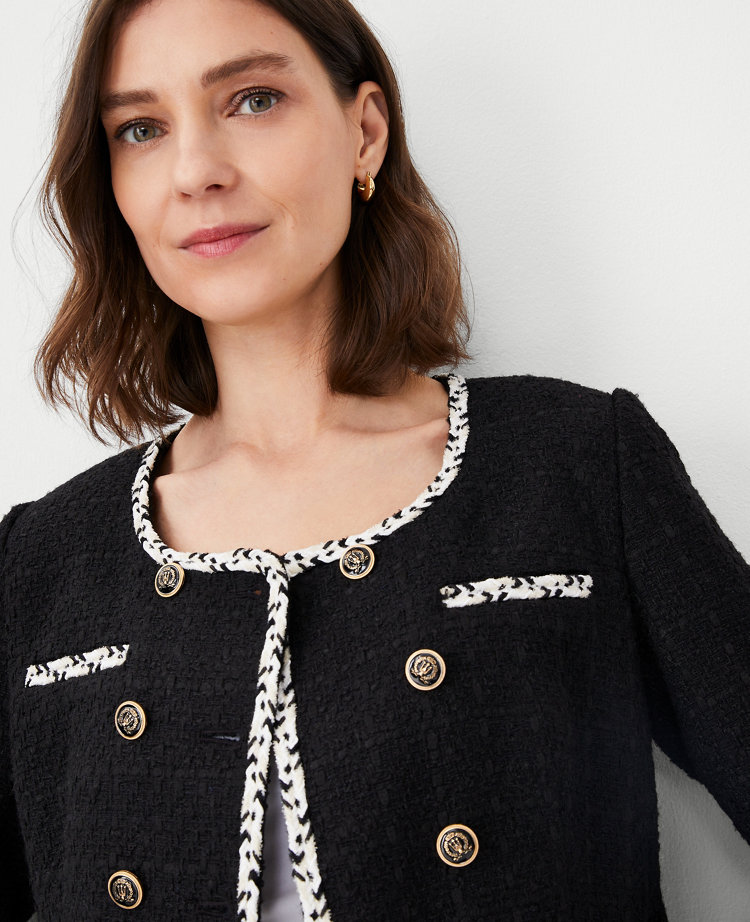 Dane Fashion Women's Petite Tweed Jacket