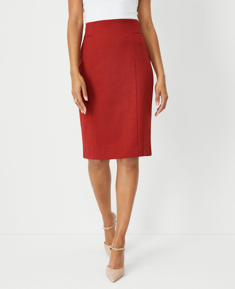 The High Waist Seamed Pencil Skirt in Lightweight Weave