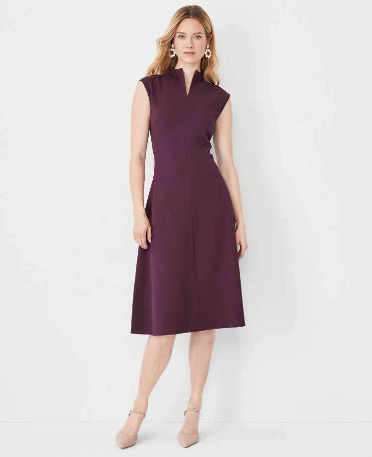 Split-Neck Knee-Length Dress