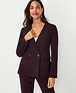 The Petite Collarless Double Breasted Blazer in Fluid Crepe carousel Product Image 1
