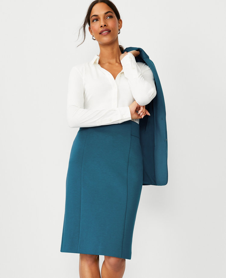 The Petite High Waist Seamed Pencil Skirt in Double Knit