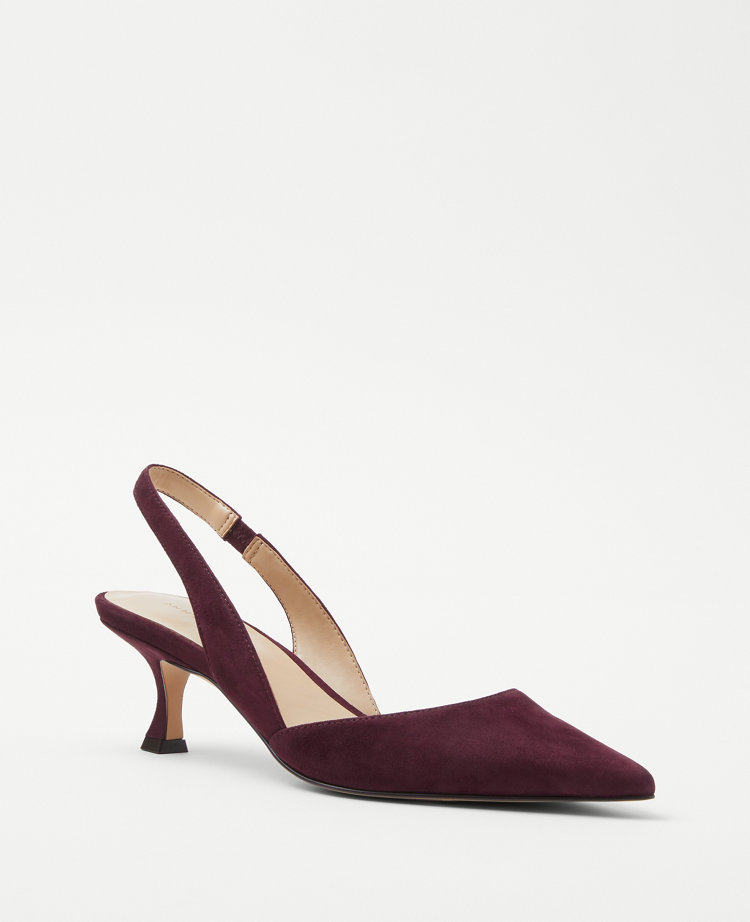 Burgundy kitten heel clearance pumps