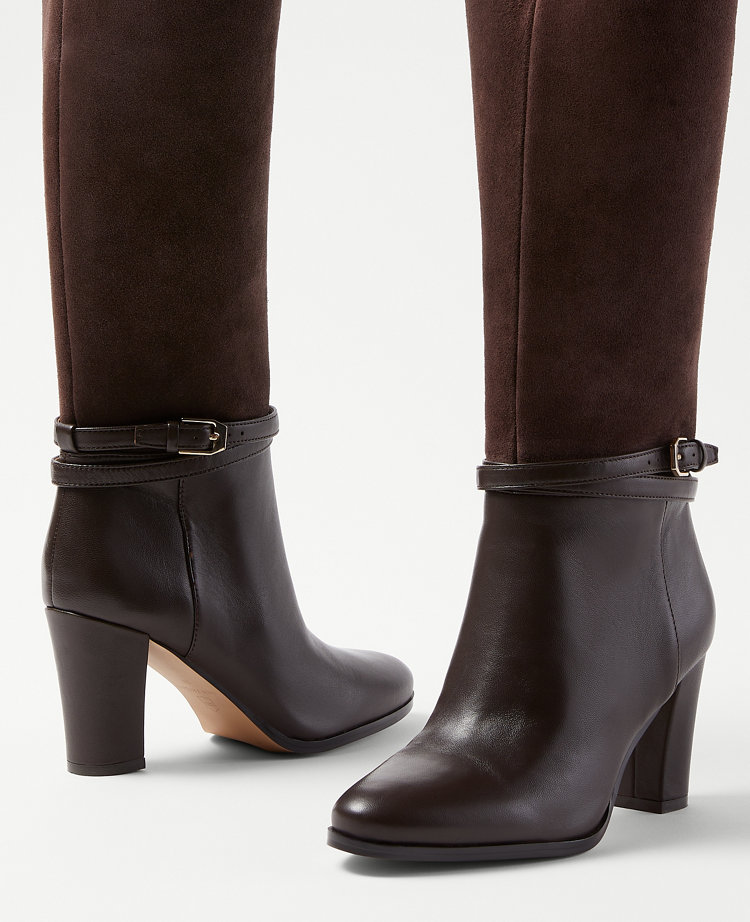 Pull on leather booties sale