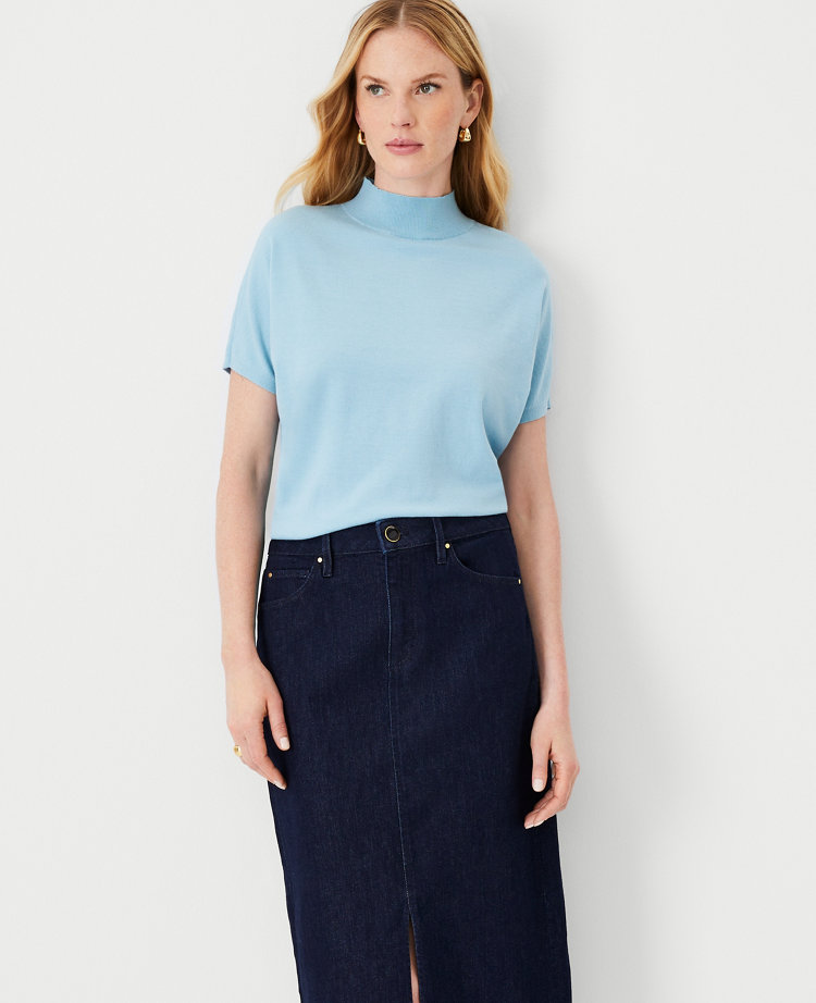 Dolman Mock Neck Wedge Sweater Tee