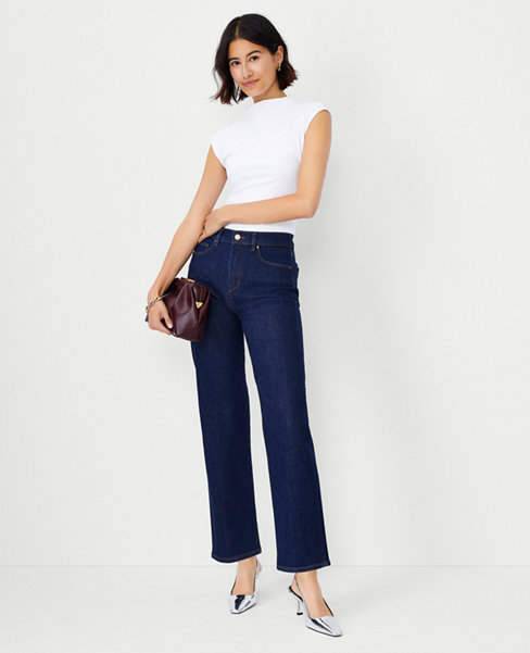 Petite High Rise Straight Jeans in Classic Rinse Wash