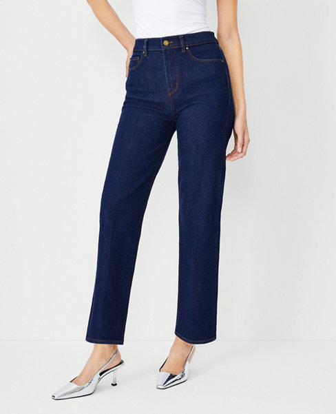 Petite Curvy High Rise Straight Jeans in Classic Rinse Wash