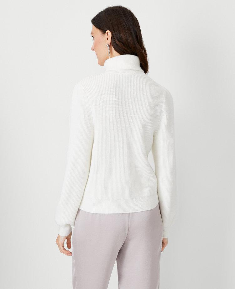 White Turtleneck Top - Balloon Sleeve Top - Ribbed Knit Top - Lulus