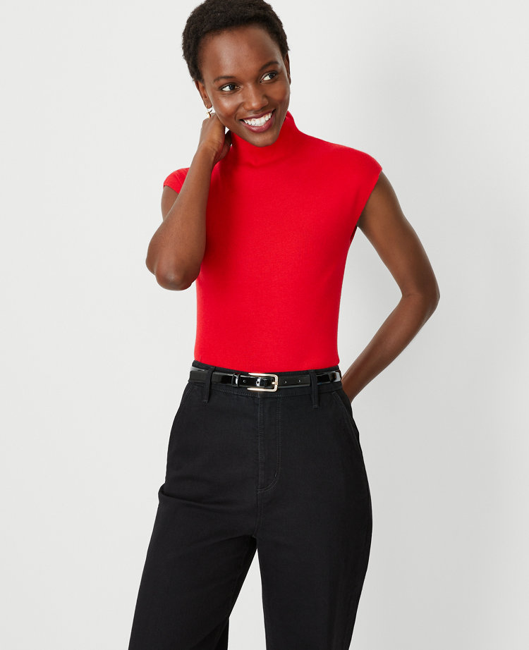 Petite mock turtleneck store tops