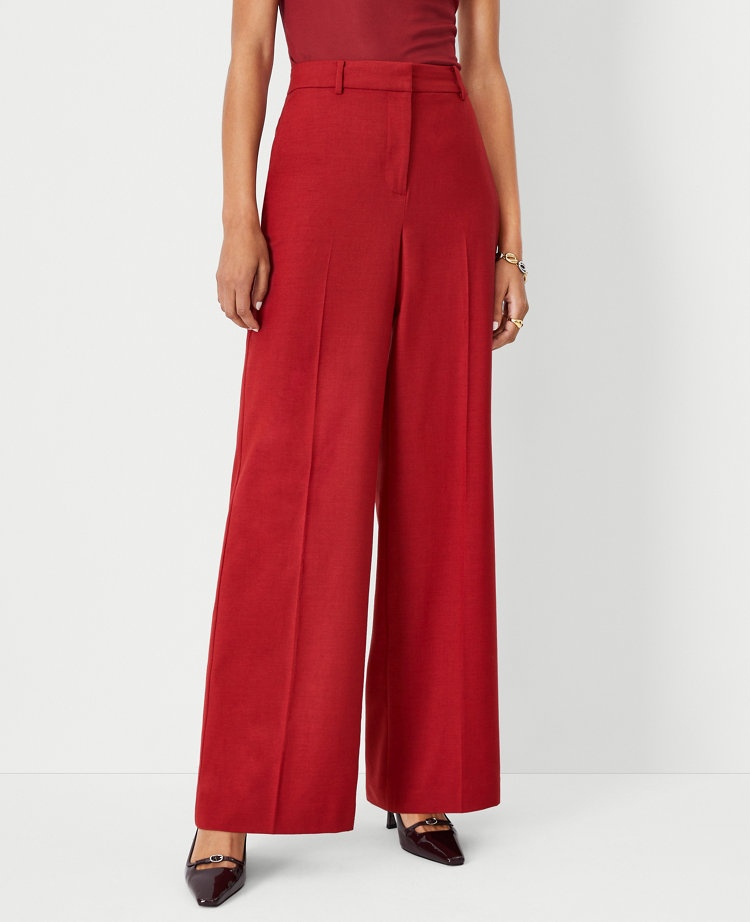 Petite red wide leg clearance trousers