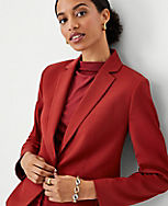 The Petite One Button Blazer in Lightweight Weave carousel Product Image 1