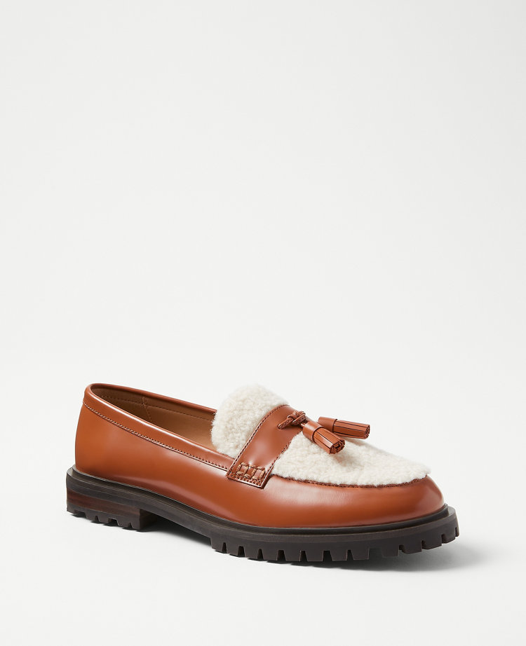 Shearling Leather Tassel Loafers