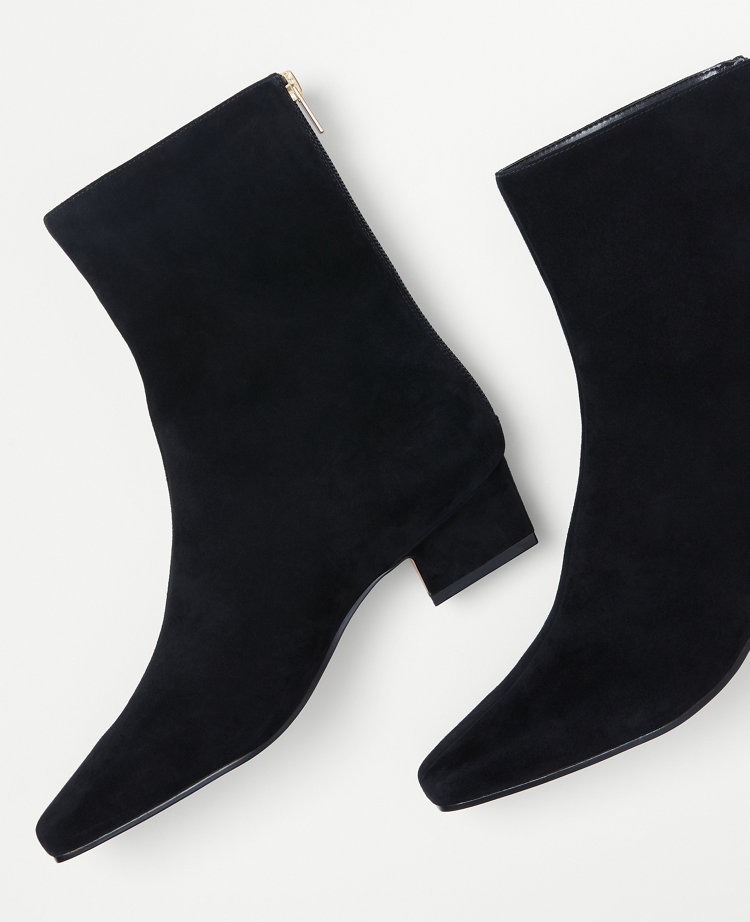 Tapered Heel Suede Booties