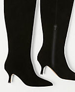 Curved Stiletto Kitten Heel Suede Boots carousel Product Image 2