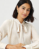 Link Jacquard Tie Neck Blouse carousel Product Image 1