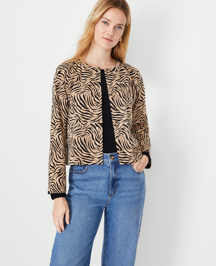 Animal Print Lightweight Knit Jacket