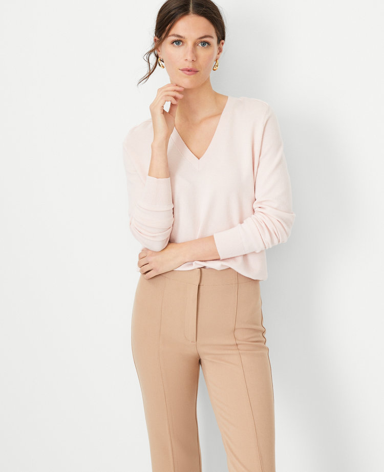 Ann Taylor V-neck Sweater In Pink Dust