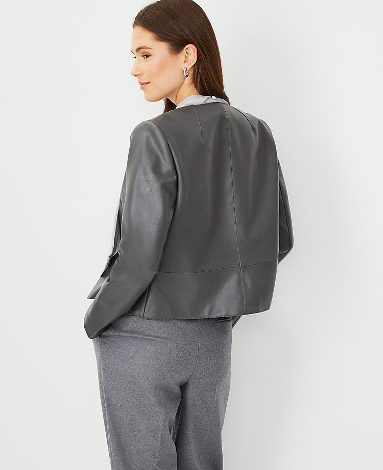 Faux Pebbled Leather Cropped Jacket