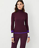 Colorblock Ribbed Turtleneck Sweater carousel Product Image 1