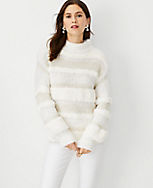 Fuzzy Stripe Mock Neck Sweater carousel Product Image 1