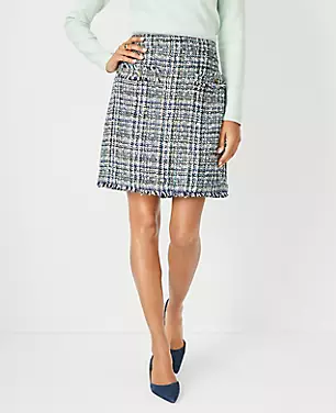 Tall Shimmer Fringe Tweed A-Line Pocket Skirt carousel Product Image 1